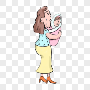 妈妈抱着婴儿喂奶卡通漫画图片