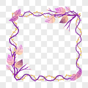 紫色浪漫树叶边框图片