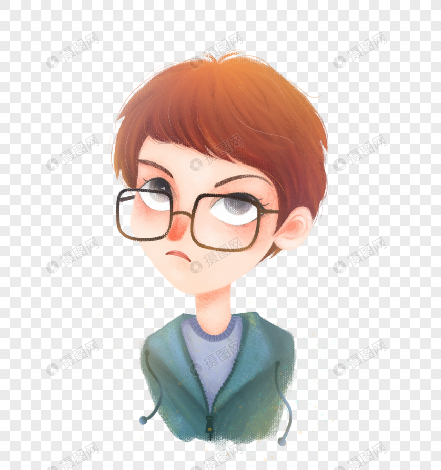 手绘假小子人物头像