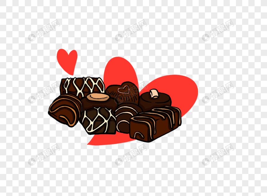 卡通手绘浪漫情人节美味巧克力图片
