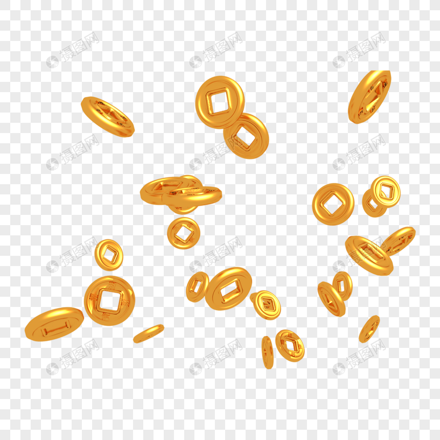 卡通金色铜钱插图