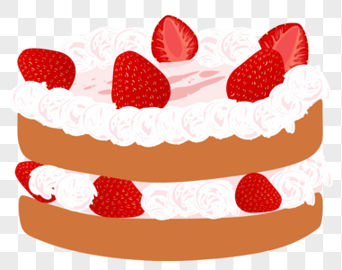 草莓夹层蛋糕矢量PNG元素图片