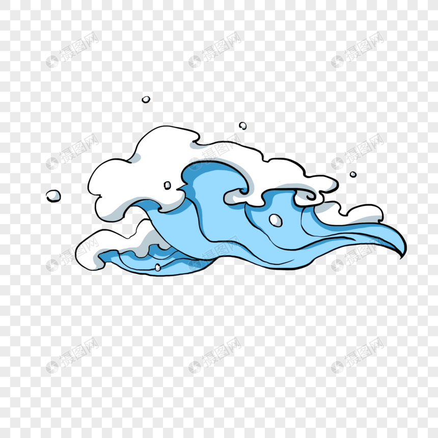 卡通蓝色浪花插图