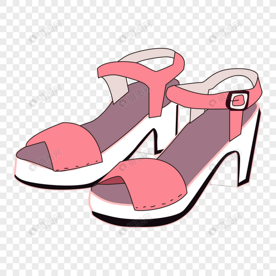 夏季女士粉色鞋子高跟凉鞋图片