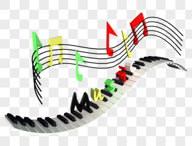 创意彩色音乐图标乐符和钢琴键盘图片