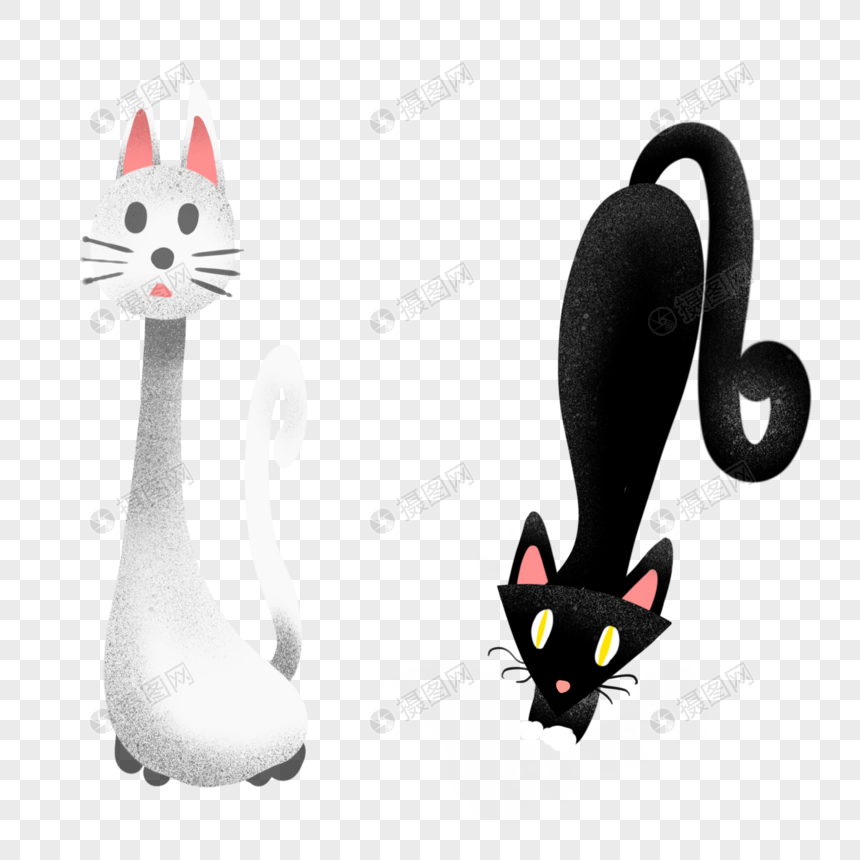 可爱黑白猫咪组合图片