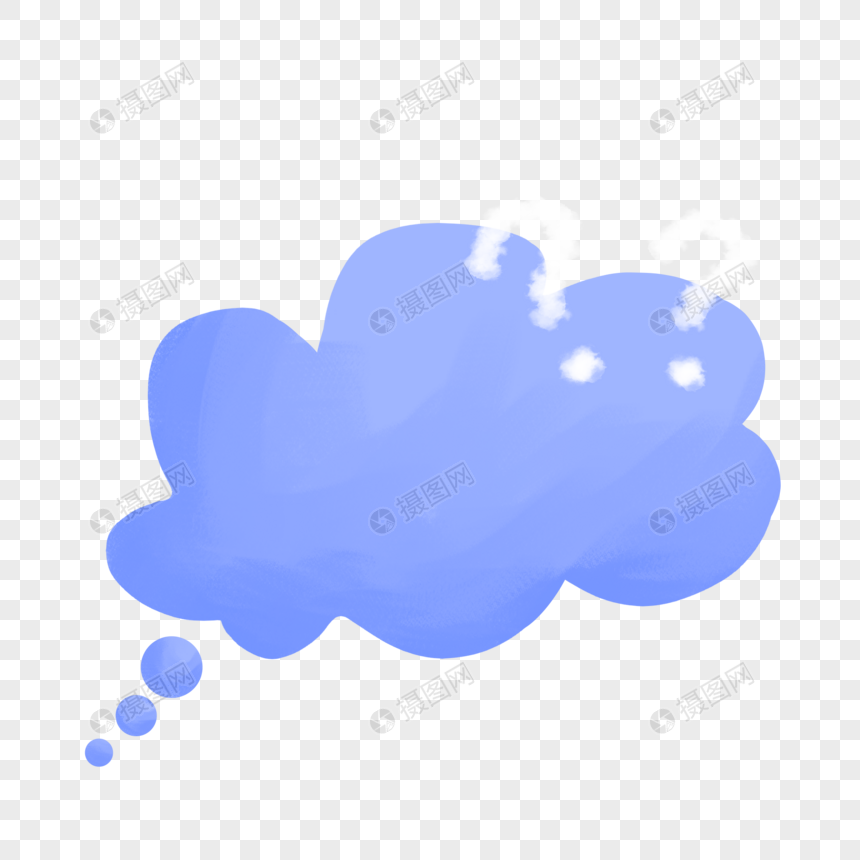 蓝色云朵联想图案问号手绘装饰图案图片