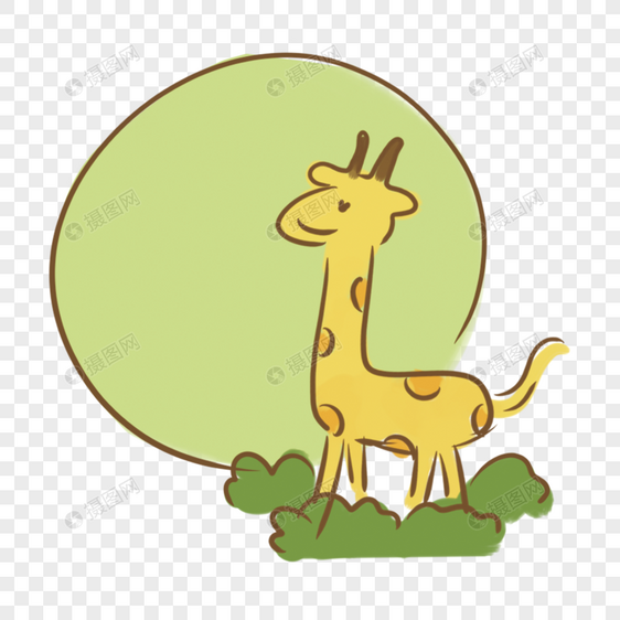动物长颈鹿对话框手绘装饰小清新图片