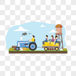 农民开着拖拉机载着粮食图片