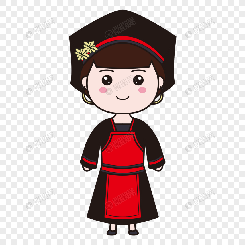 布依族小女孩卡通人物民族服饰