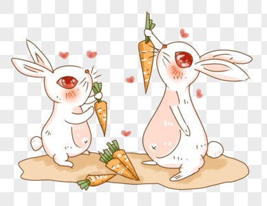 十二生肖之兔子闻胡萝卜插画PNG高清图片