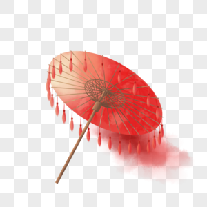 红色流苏古典油纸伞高清图片
