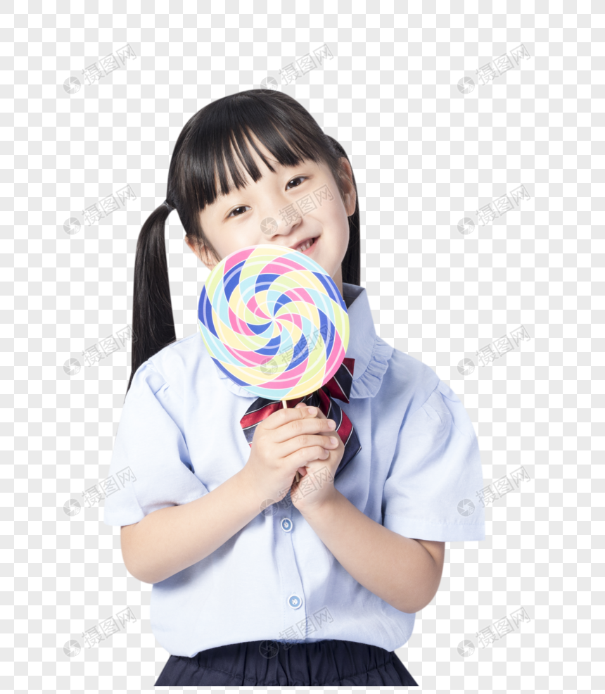 拿着棒棒糖的小女孩
