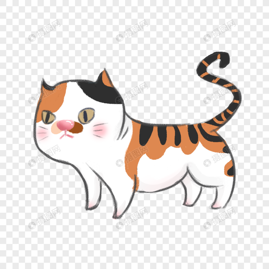手绘三花猫