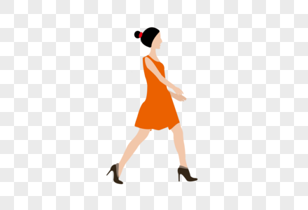 AI矢量图卡通人物扁平化人物女性正在走路的女人高清图片
