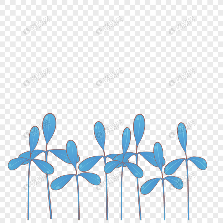 卡通蓝色三叶草植物图片