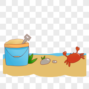 卡通沙滩上螃蟹插图图片