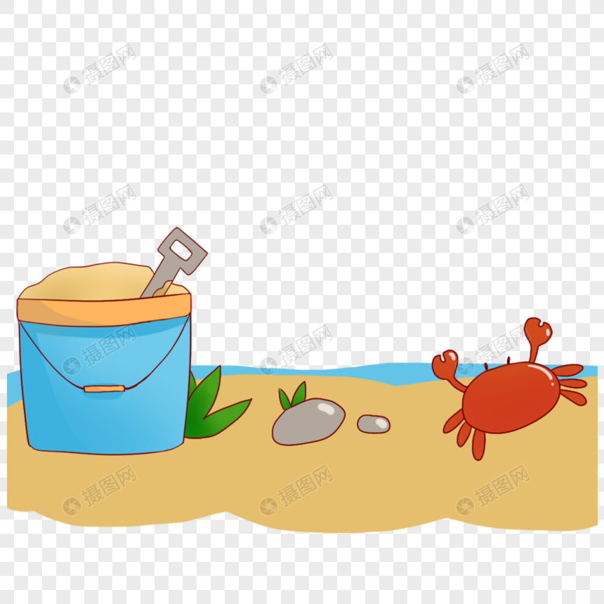 卡通沙滩上螃蟹插图