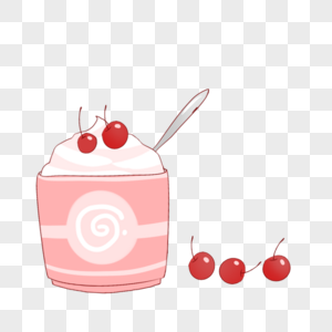 卡通杯装樱桃冰淇淋图片