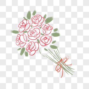手绘简约玫瑰花束图片