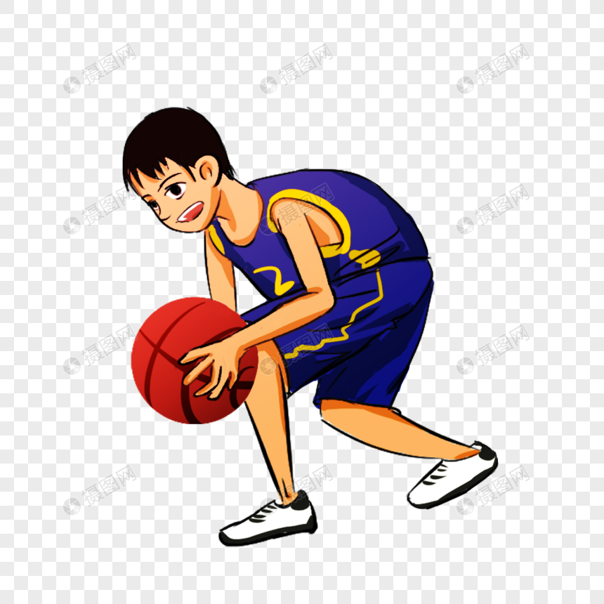 运球的男孩卡通插画