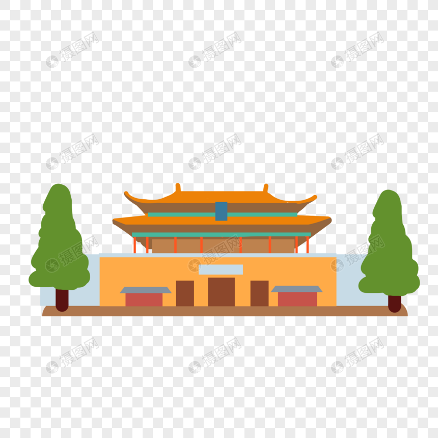 手绘卡通简约中国旅游日景点免抠图片素材图片