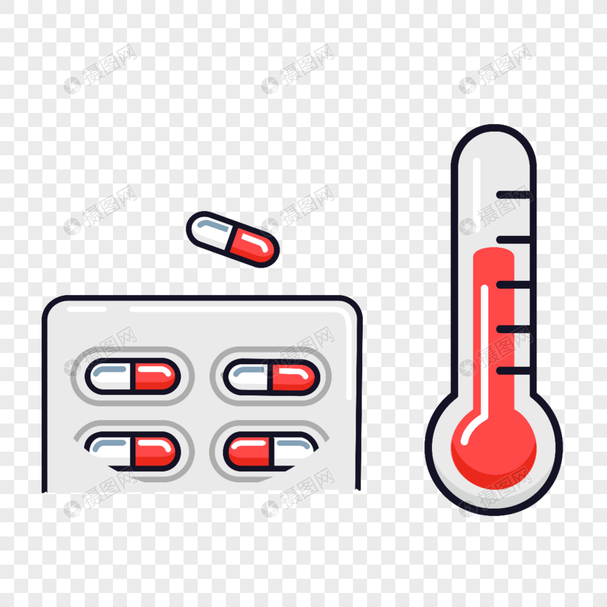 体温计药物图标免抠矢量插画素材图片