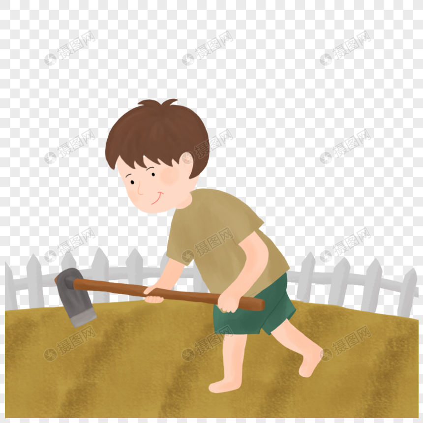 免抠元素 手绘/卡通元素 锄地.psd 860_860