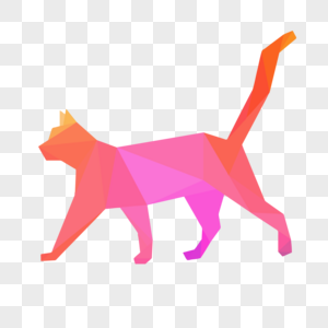 晶状粉色猫咪侧面卡通图片