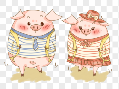 十二生肖之猪猪上学记插画PNG图片