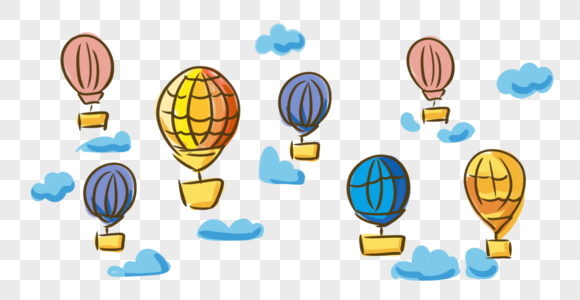 旅游热气球手绘卡通装饰图片
