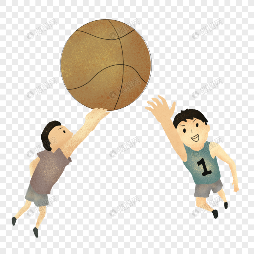 手绘/卡通元素 争抢篮板.psd 860_860