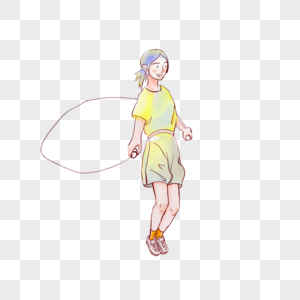 跳绳的女孩插画图片