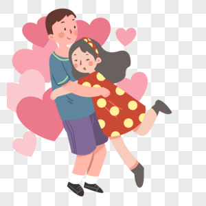 拥抱的情侣卡通高清图片素材