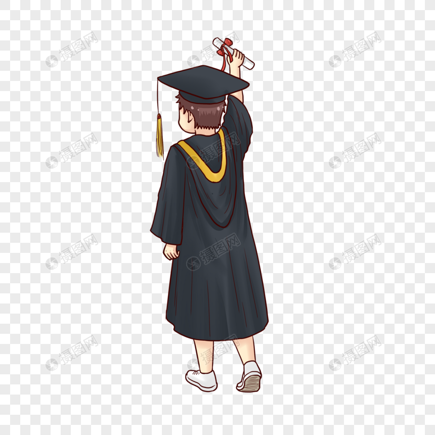穿学士服的大学生背影