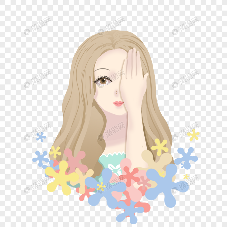 蒙着眼睛的女孩