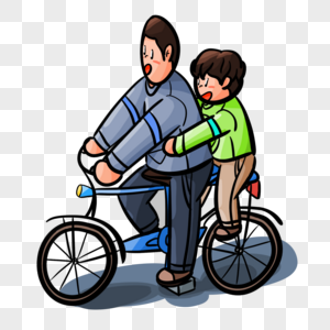 父亲骑着单车载着孩子图片