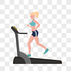 在跑步机上锻炼的女生高清图片
