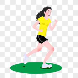 黄衣服女生跑步图片