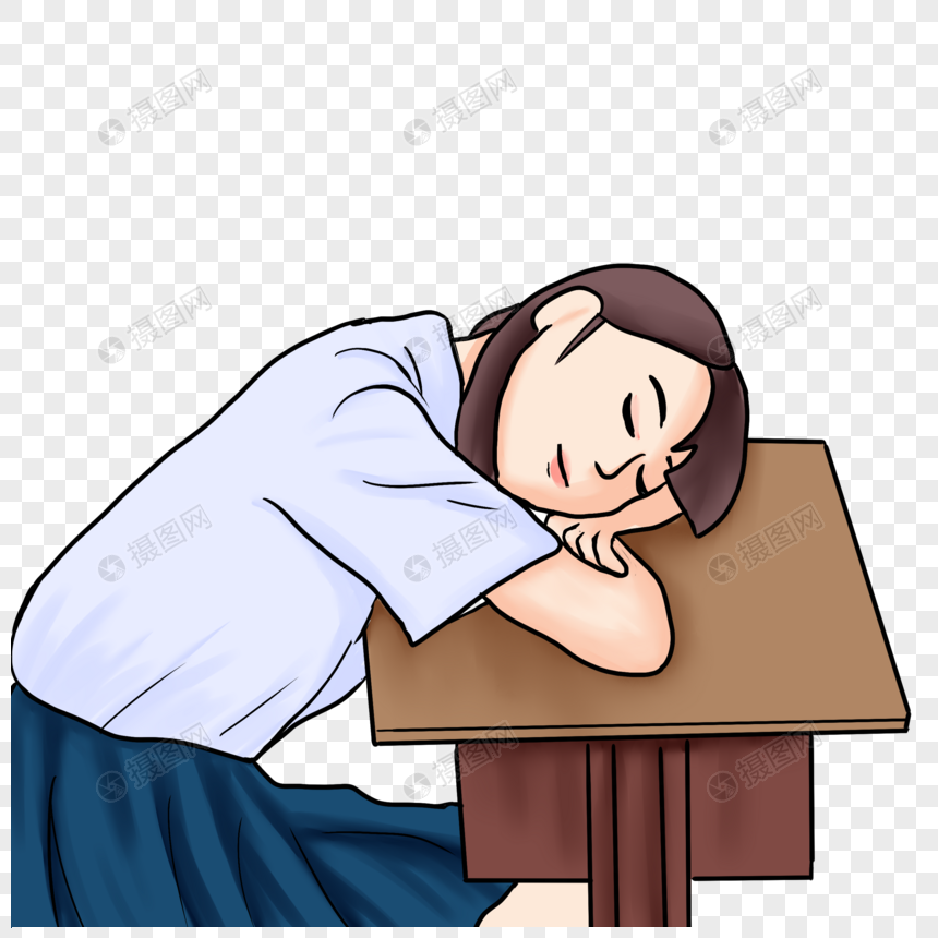 趴在课桌上睡觉的女生图片
