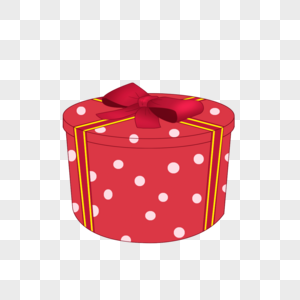 红色圆形节日礼物盒元素图片