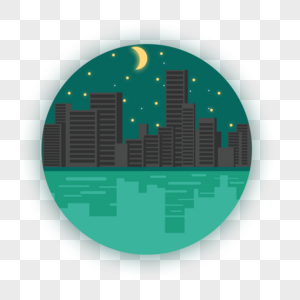 夜景城市图标免抠矢量插画素材图片