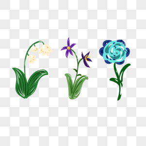 手绘白色花卉植物元素花朵高清图片素材