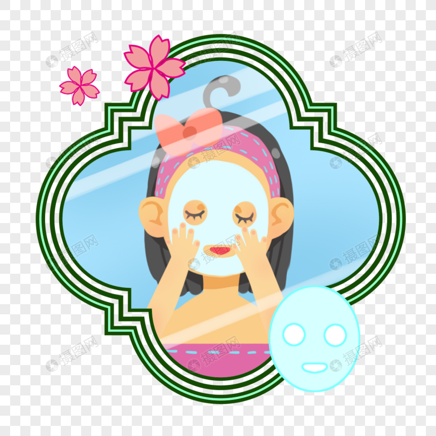 敷面膜的小女孩