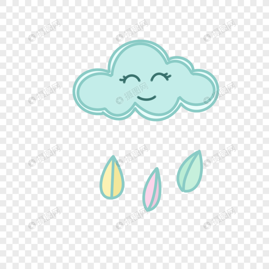 儿童节可爱云朵雨滴卡通手绘装饰图案图片