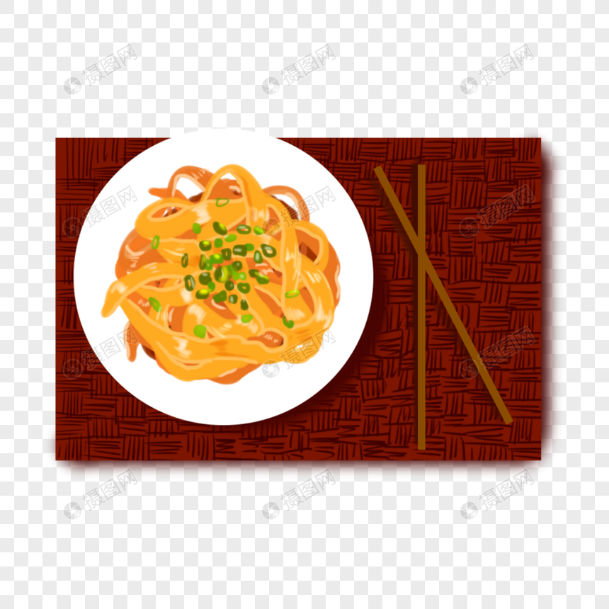 免抠元素 手绘/卡通元素 拌凉皮.
