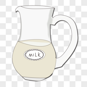 卡通手绘玻璃白色牛奶罐奶杯图片