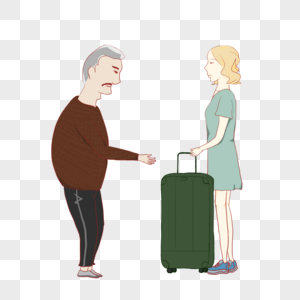 父亲想帮回家的女儿拉行李箱图片