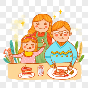 正在吃饭的一家人图片
