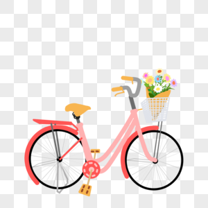 自行车花粉色小雏菊图片